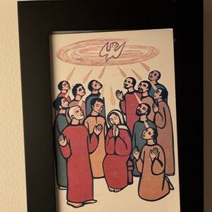 Spiritual Gathering Art Print in Black Frame. Mary & the disciples @ Pentecost